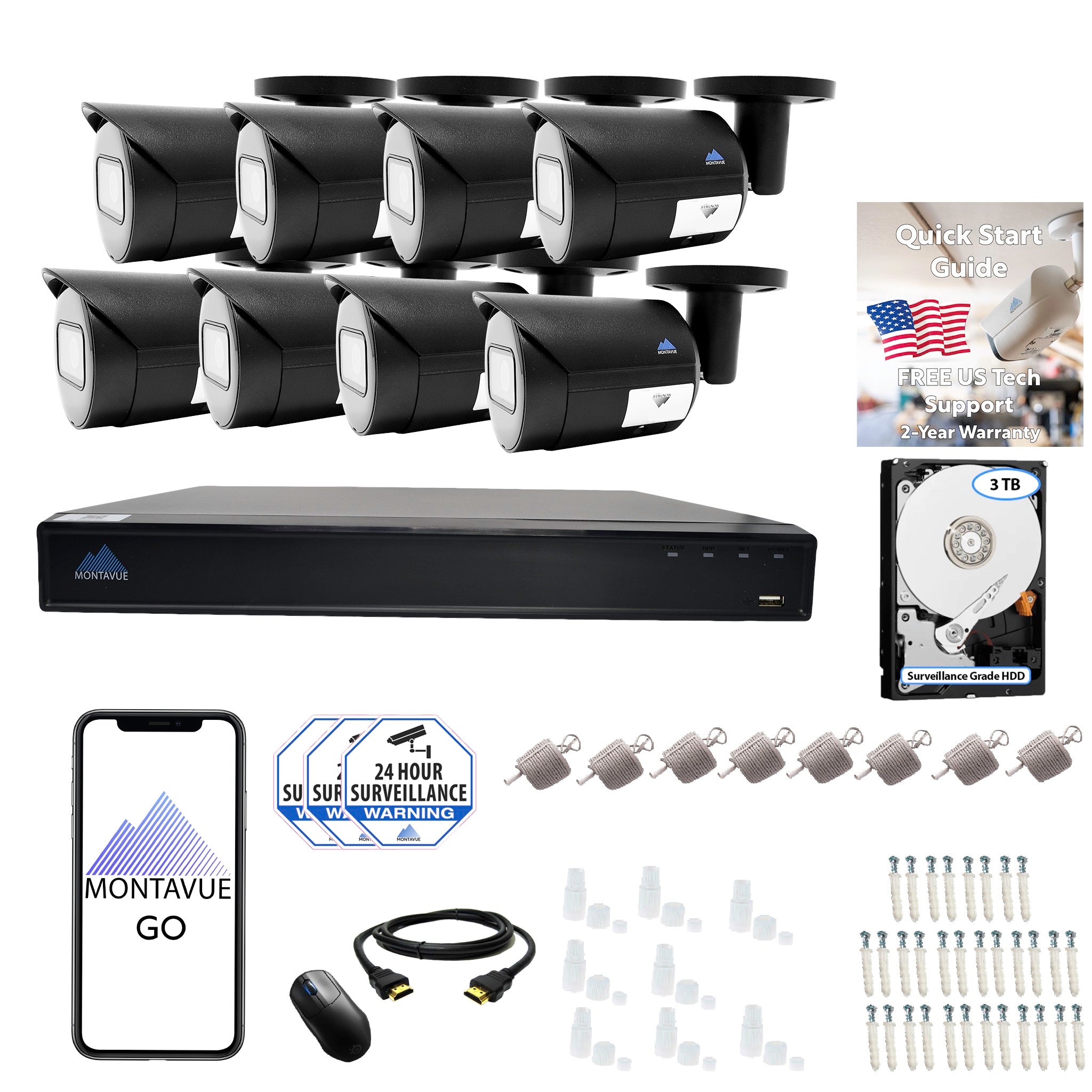 8MP 4K Bullet Business Security System w/ 16 Channel NVR and 3TB Hard Drive – MTB8105 - Montavue