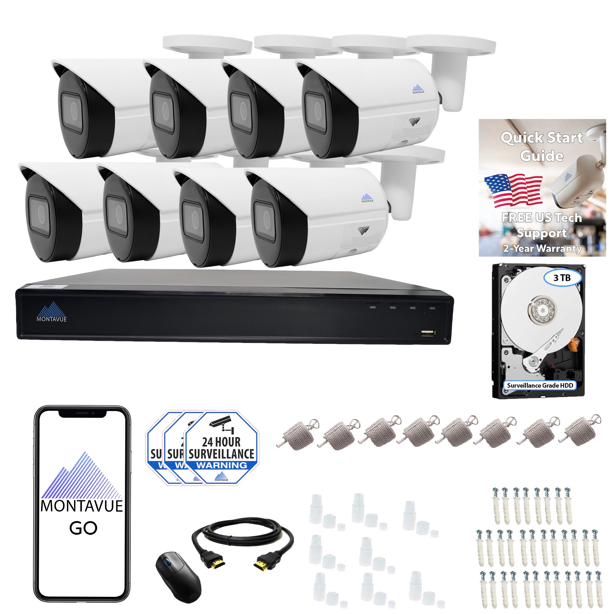 8MP 4K Bullet Business Security System w/ 16 Channel NVR and 3TB Hard Drive – MTB8105 - Montavue