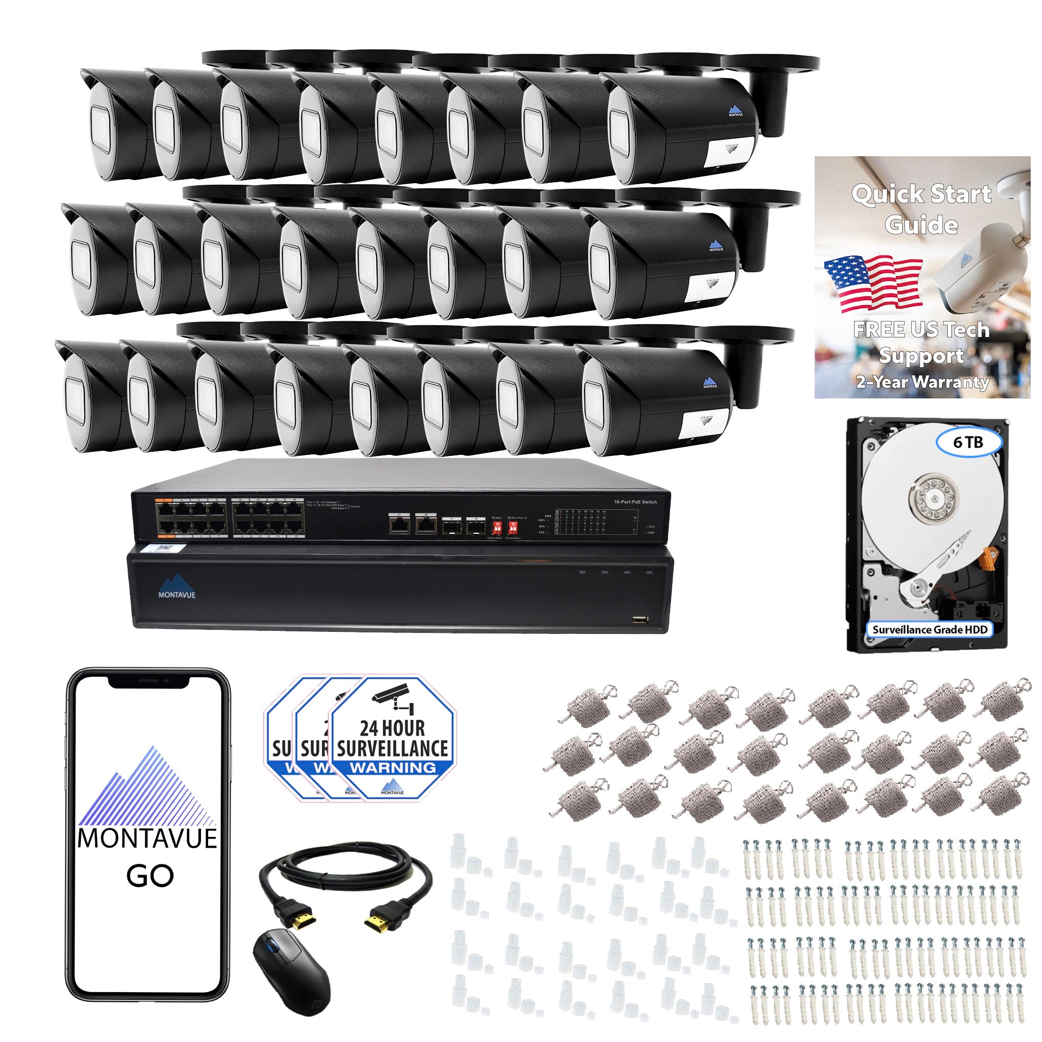 8MP 4K Bullet Business Security System w/ 32 Channel NVR and 6TB Hard Drive – MTB8105 - Montavue
