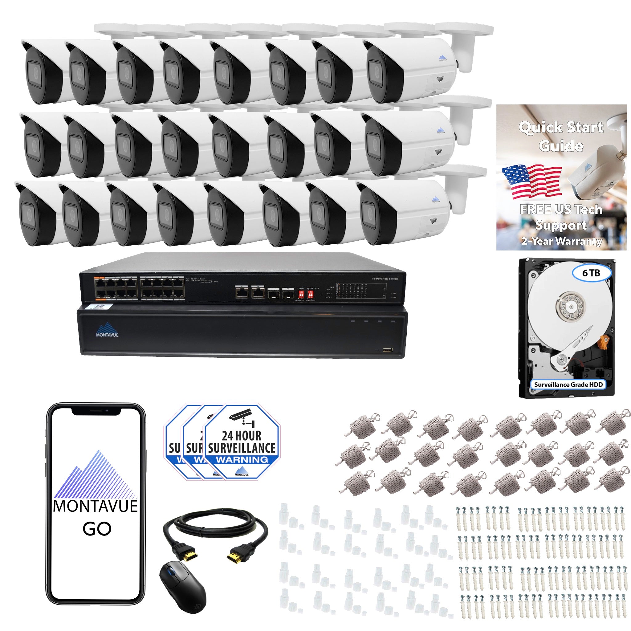8MP 4K Bullet Business Security System w/ 32 Channel NVR and 6TB Hard Drive – MTB8105 - Montavue