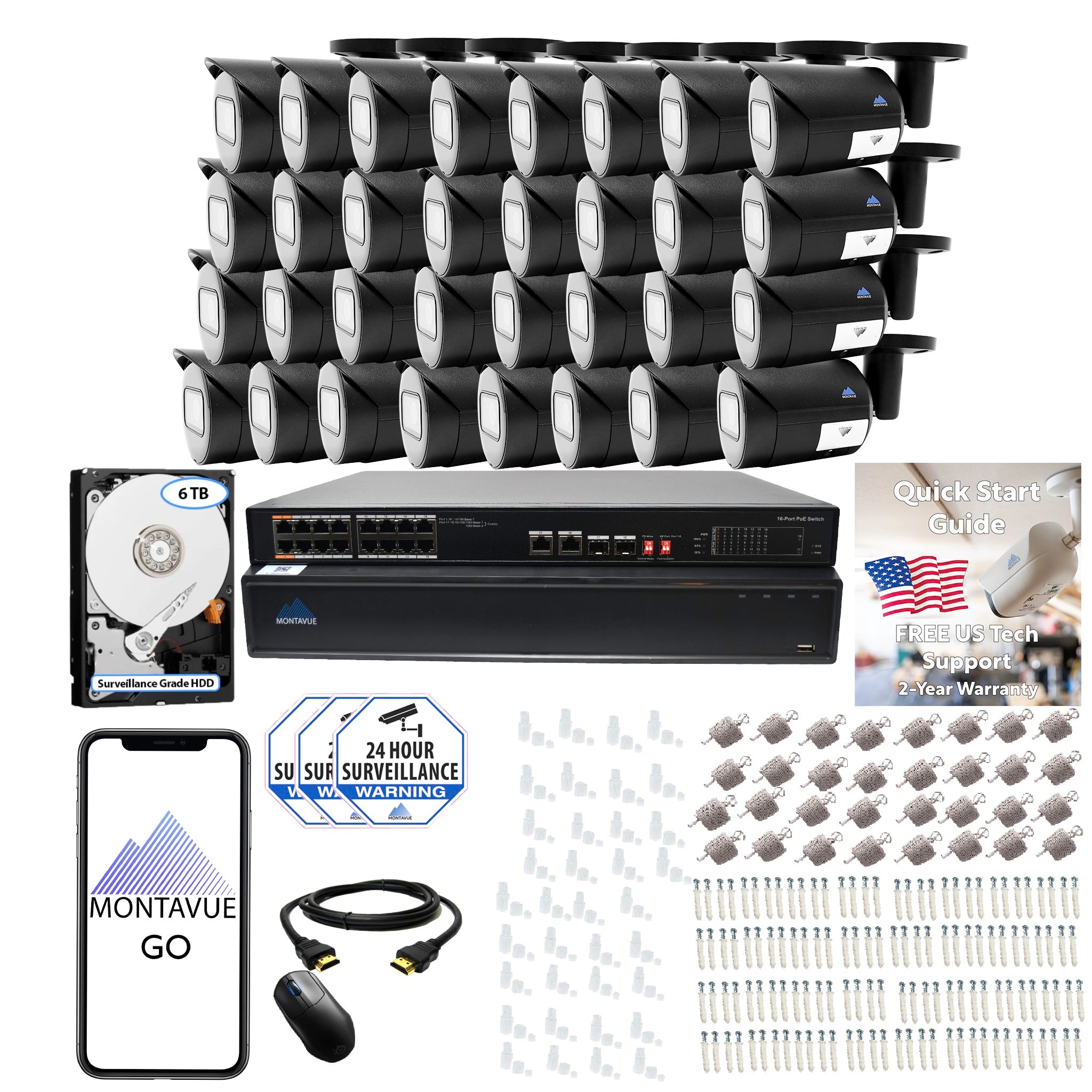 8MP 4K Bullet Business Security System w/ 32 Channel NVR and 6TB Hard Drive – MTB8105 - Montavue