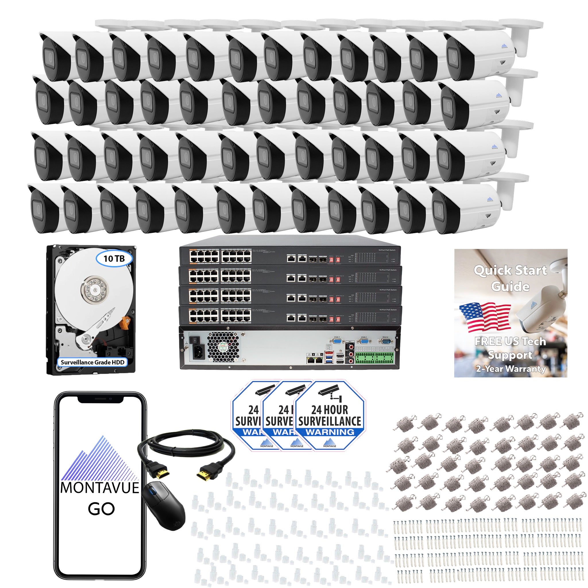 8MP 4K Bullet Business Security System w/ 64 Channel NVR and 10TB Hard Drive – MTB8105 - Montavue