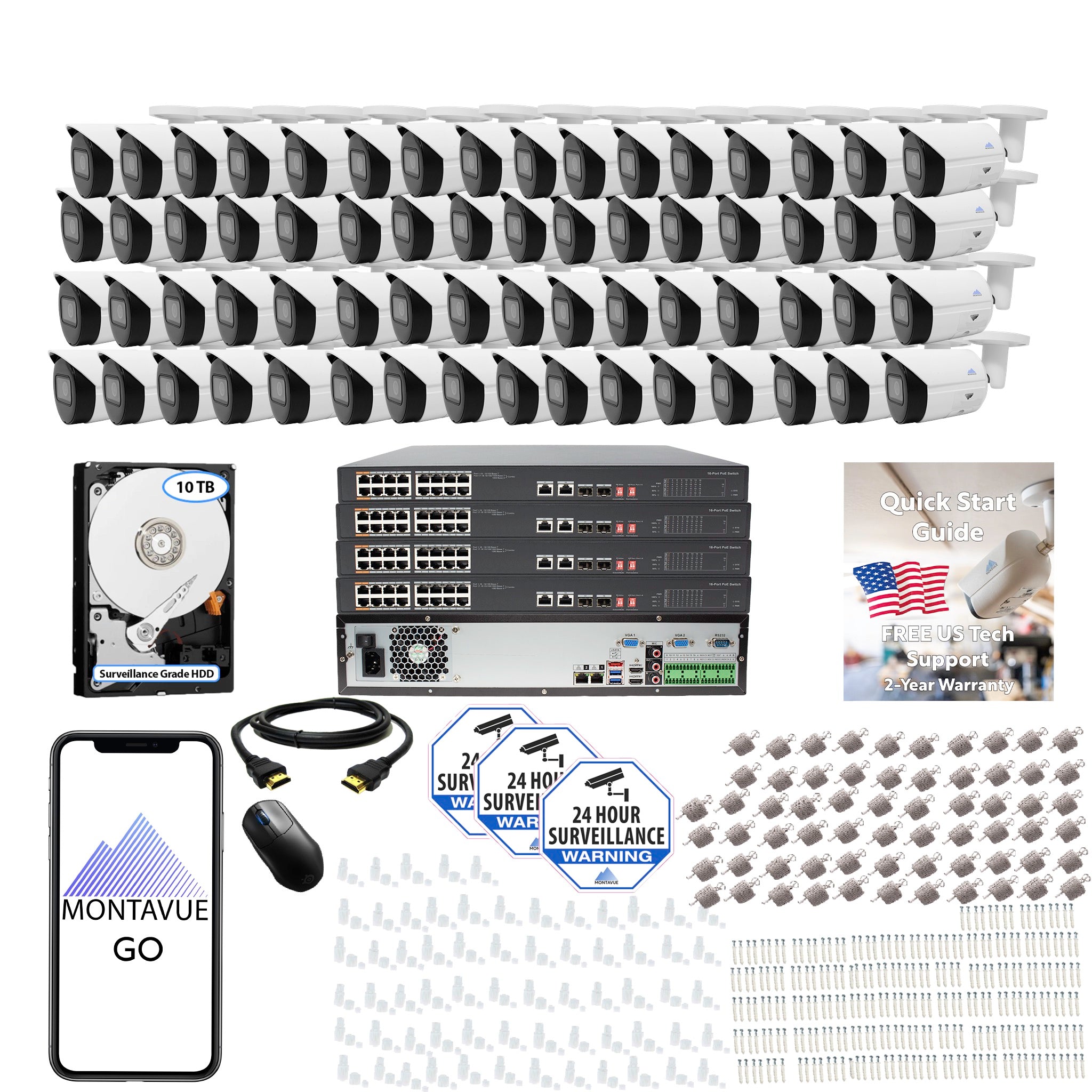 8MP 4K Bullet Business Security System w/ 64 Channel NVR and 10TB Hard Drive – MTB8105 - Montavue