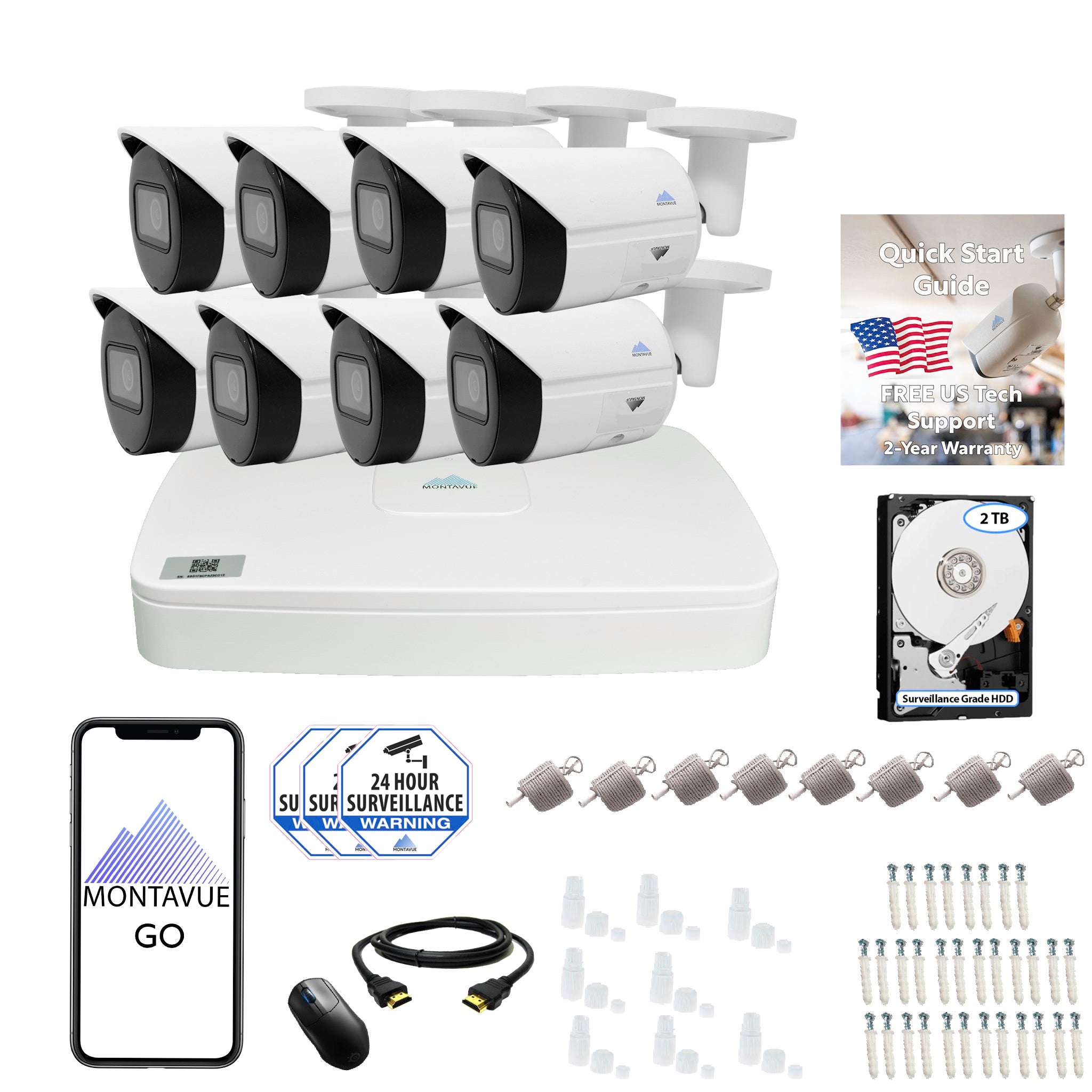 8MP 4K Bullet Business Security System w/ 8 Channel NVR and 2TB Hard Drive – MTB8105 - Montavue
