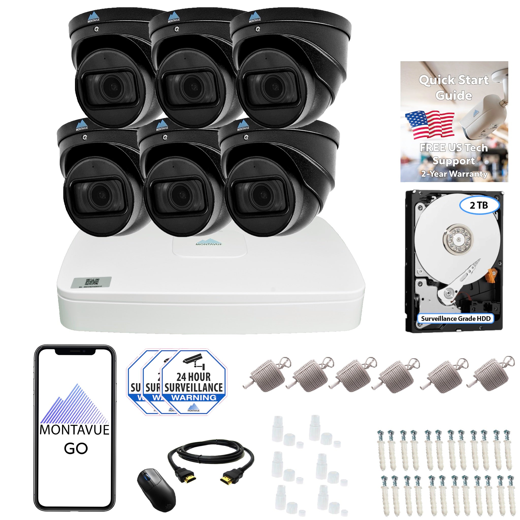 8MP 4K Motorized Varifocal Turret Home Security System w/ 8 Channel NVR - MTT8113-V - Montavue