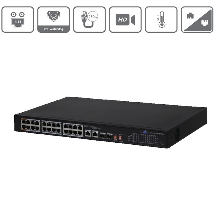 MAS26P240 | 24 Port PoE+ Switch with Two Gigabit Uplink Ports